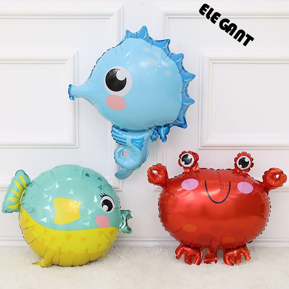 [Elegan] Balon Foil 1pcs Kuda Laut, Crab Aluminium Foil Mainan Anak Hadiah Hari Anak Perlengkapan Pesta