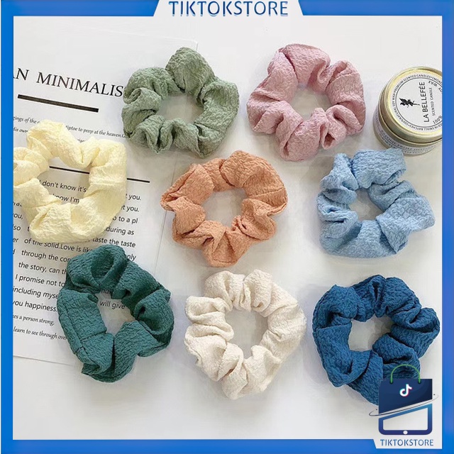 TIKTOK - D6131 Ikat Rambut Korea Polos Warna Warni / Scrunchie / Ikat Rambut Gaya Korea / Ikat Rambut Cepol F5165 / Kuncir Rambut