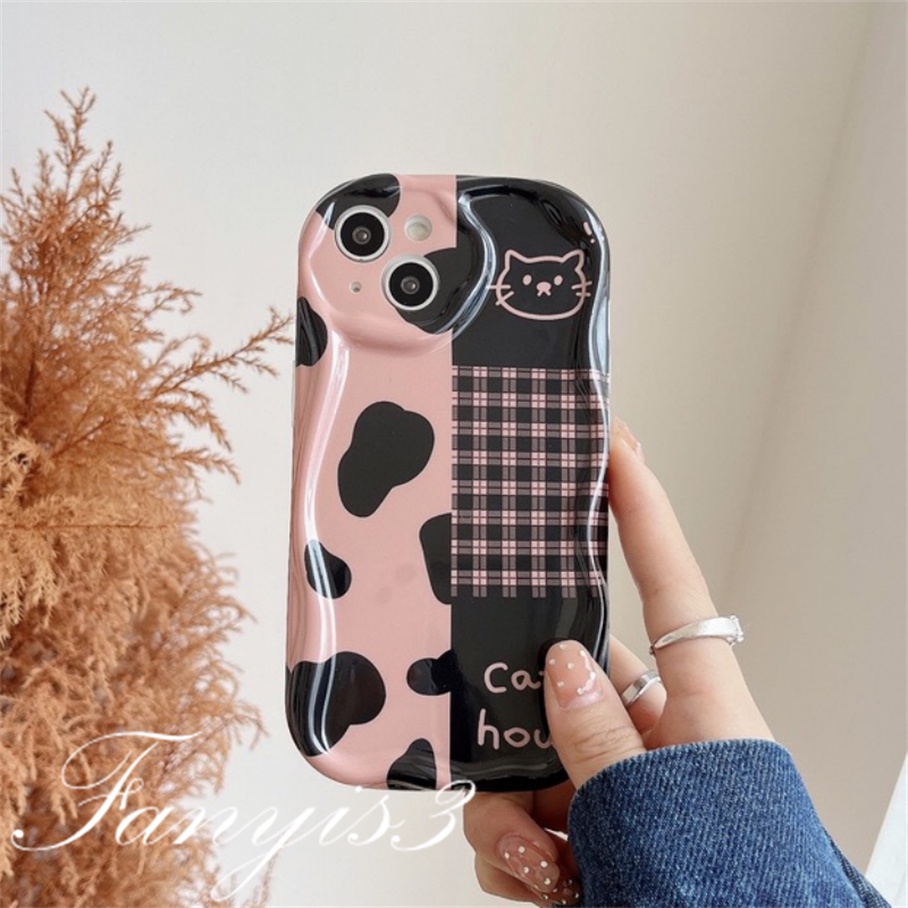 Redmi 12C A1 10C 10 10A 9 9A 9C 9T Note 12 12s 11s 10s 11 10 9s 9 Pro Xiaomi Poco X3 X3NFC X3Pro 12 11 Lite Cat Splice Block Wavy Curved Edge Phone Case TPU Soft Cover