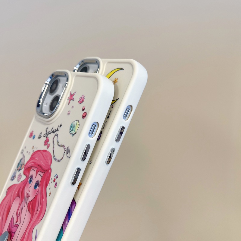 All New Electroplated Camera Skin Silicone Soft Case IPhone 11 12 13 14 Pro Max Fashion Wanita Hadiah Lucu Kartun Telepon Kasus Putri Duyung Princess