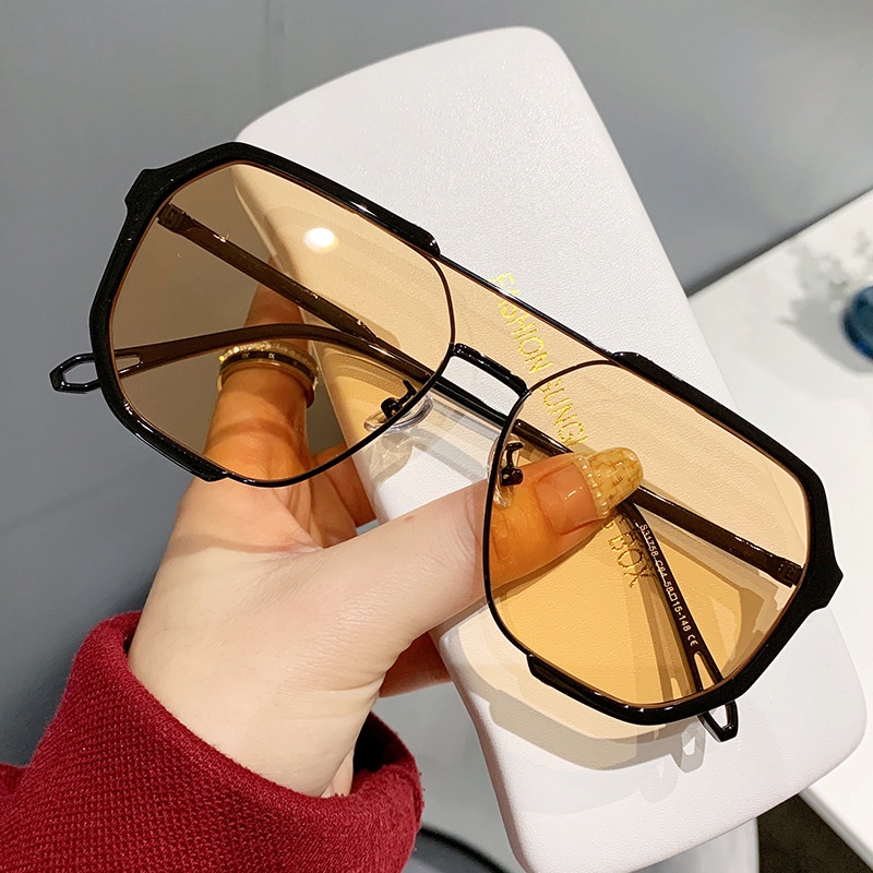 Kacamata Anti Radiasi Double Beam Lensa Poligonal Warna-Warni Untuk Pria Dan Wanita