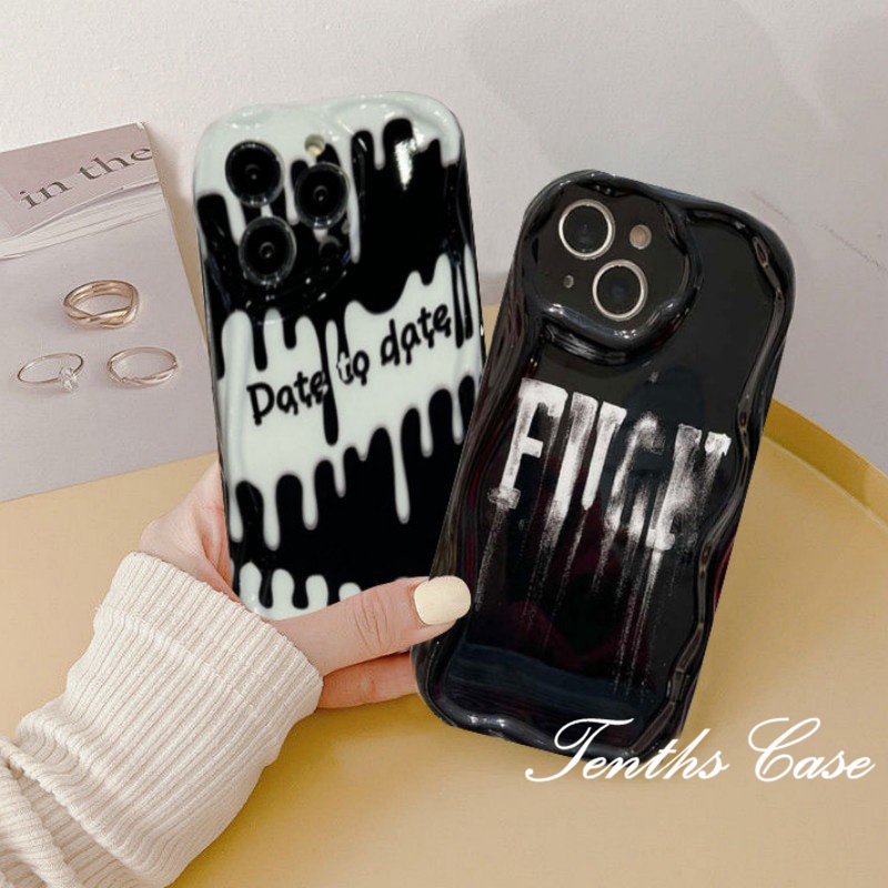 Kompatibel Untuk IPhone14 13 12 11 Pro Max8 7 6 6s Plus X Xr Xs Max SE 2020 3D Tepi Melengkung Melt Font Shockproof Phone Case