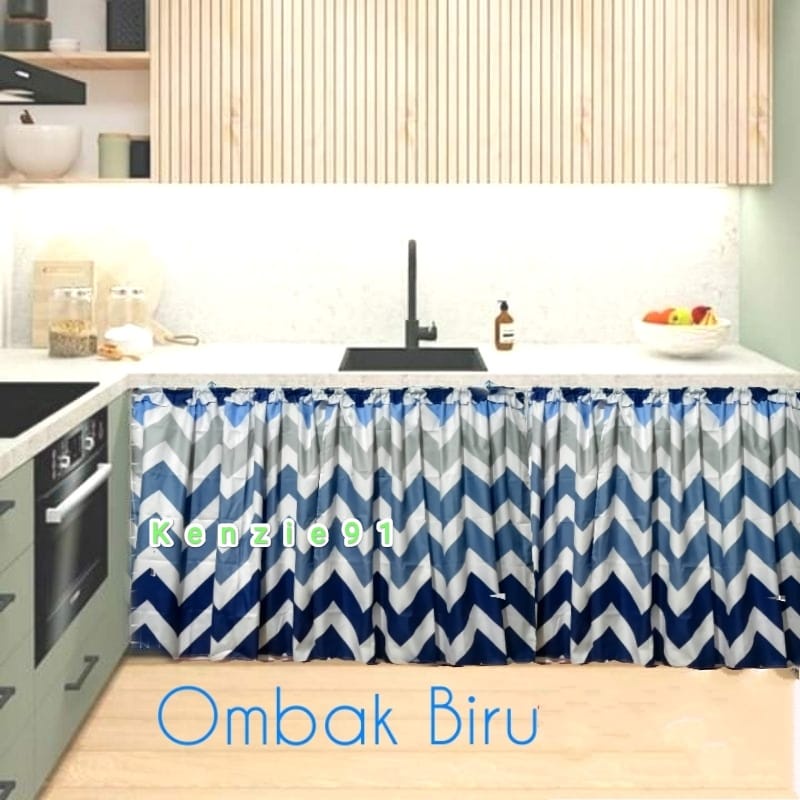Gorden Kolong Dapur Minimalis | Gorden Meja Bawah Kompor Uk 100 x 70 cm + Bonus Tali