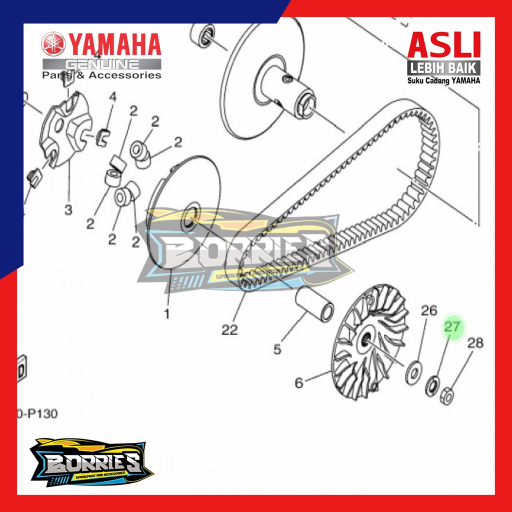 RING PULY RUMAH ROLLER NMAX AEROX 155 LAMA LEXI ORI YGP 90208-12808