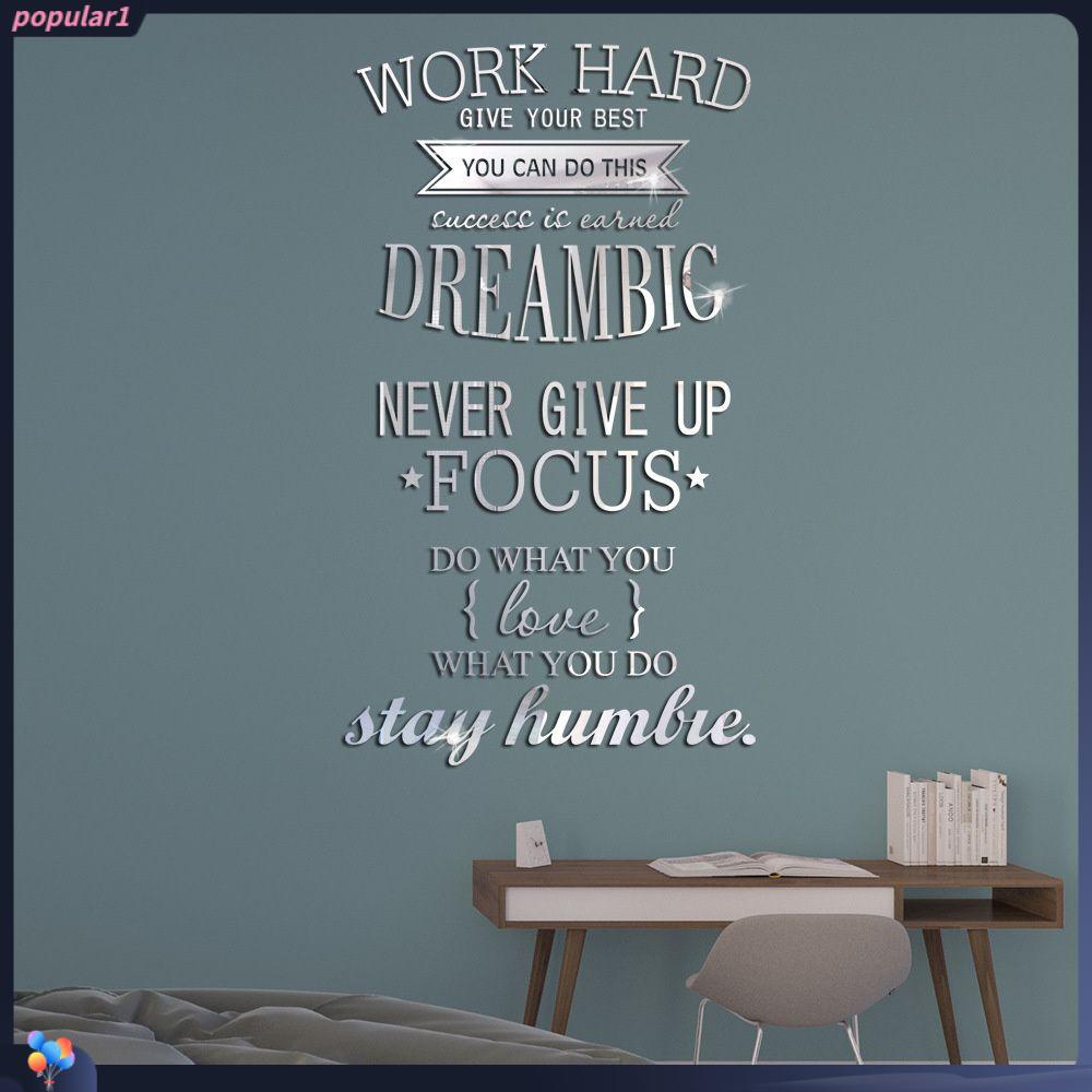 Stiker Dinding Motivasi Populer DIY Kamar Tidur Kantor Dekorasi Rumah Wall Art Sticker