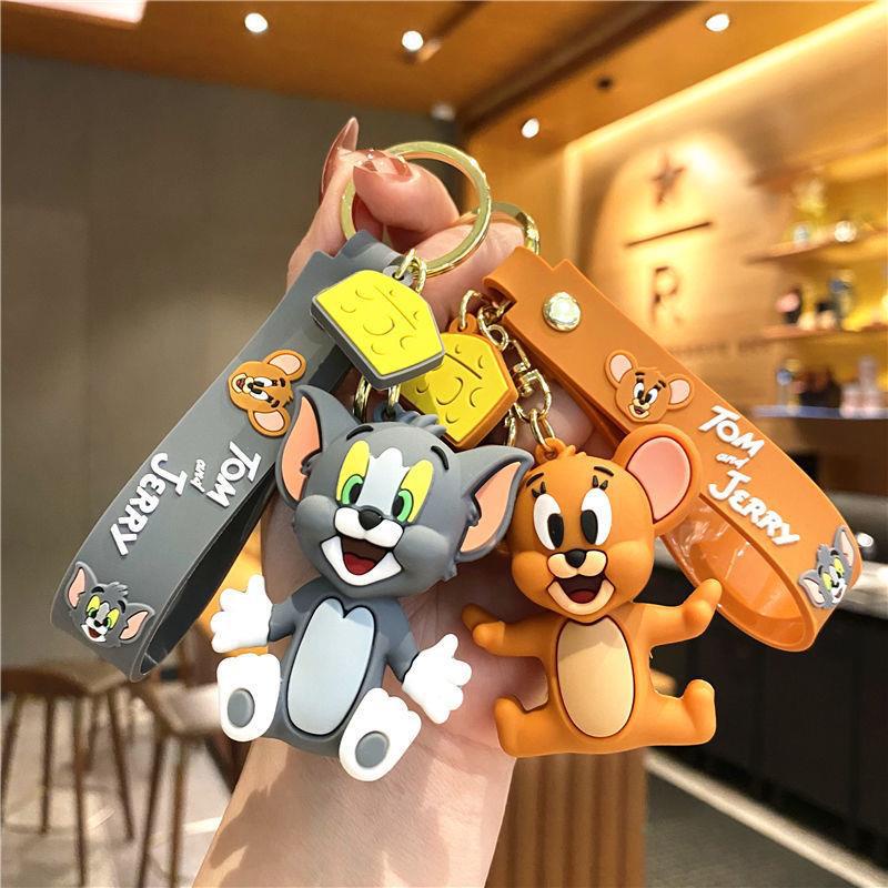 Kartun Kucing Dan Tikus 3D PVC Gantungan Kunci Dengan Kait Logam Mobil Rumah Gantungan Kunci Tas Ponsel Case Bluetooth Earphone Cover Charms Liontin Hadiah Untuk Pria Wanita