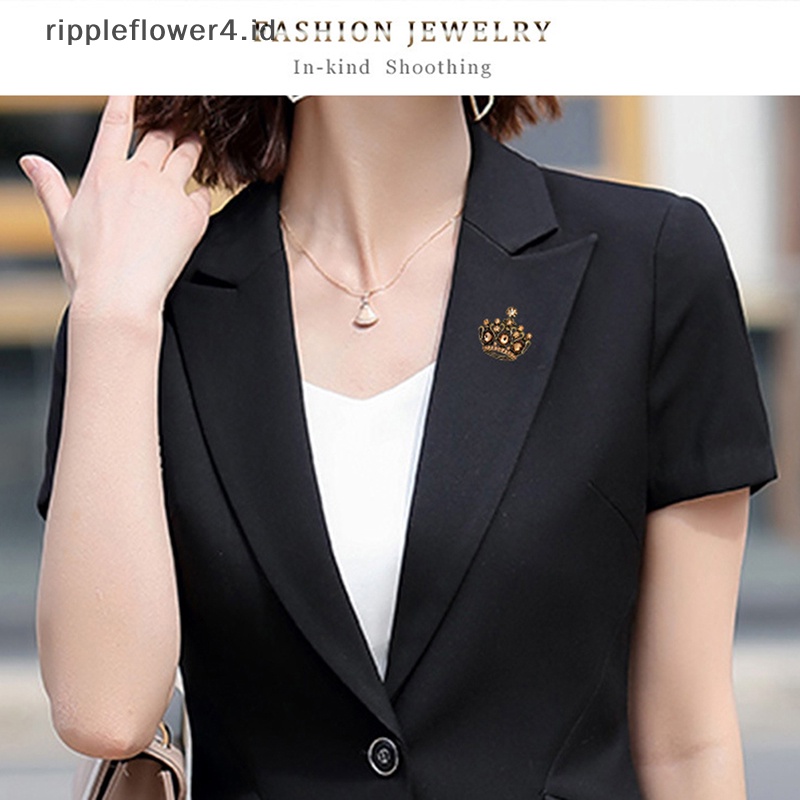 {rippleflower4.id} Bros Mahkota Kristal Vintage Aksesori Pakaian Halus Untuk Wanita Paduan Bros Pakaian Kerah Pin Gaya Klasik Pesta Kasual Bros Pin Hadiah~