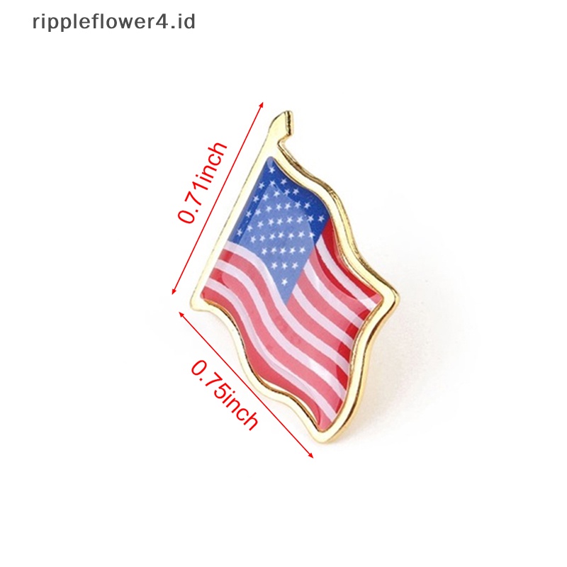 {rippleflower4.id} Bendera Amerika Lapel Melambai Pin Bangga USA Tie Tack Badge Bag Bros Dekorasi Hadiah~