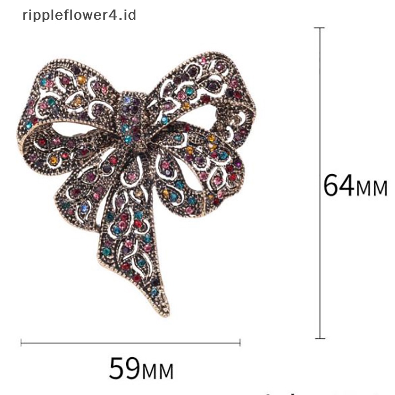 {rippleflower4.id} Berlian Imitasi Ikatan Simpul Bros Wanita Logam Bunga Pernikahan Pesta Kantor Pin Hadiah~