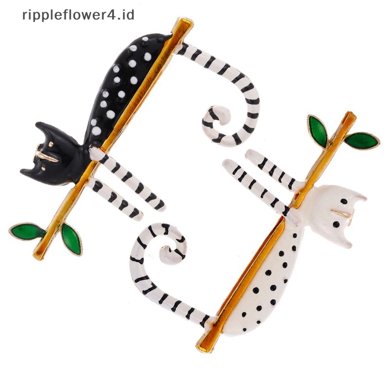 {rippleflower4.id} Mode Titik Gelombang Kucing Cabang Bros Kerah Lencana Korsase Aksesoris Perhiasan  ~