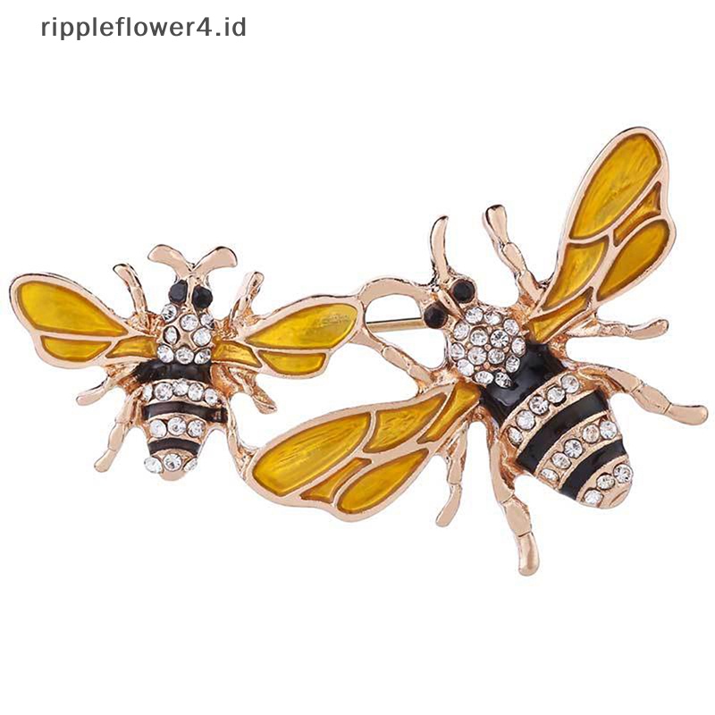 {rippleflower4.id} Bros Lebah Antik Untuk Wanita Pria Berlian Imitasi Enamel Serangga Kasual Pesta Bros Pin Hadiah~