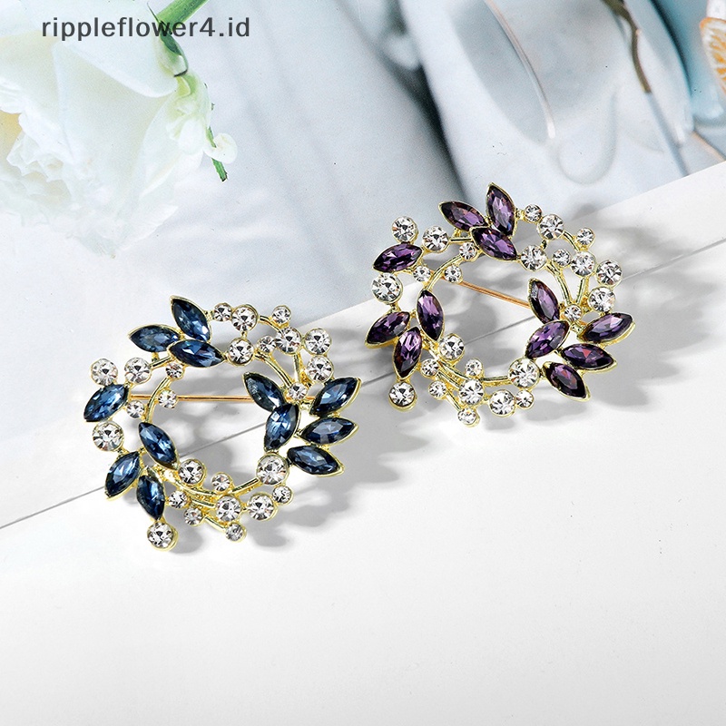 {rippleflower4.id} Fashion Berlian Imitasi Wanita Bros Pin Perhiasan Lencana Aksesoris Pakaian Kristal Bros Hadiah Syal Klip Perhiasan~