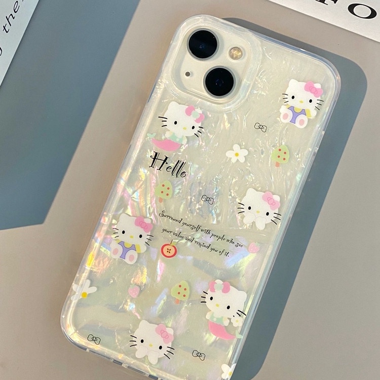 Hello Kitty Cocok Untuk iPhone 14 Pro Max Casing Ponsel iPhone Double-layer Motif Cetak Kompatibel Dengan Iphone13 13pro 13prm iPhone 11 11pro 14plus 12Pro Max Shockproof TPU Phone Case