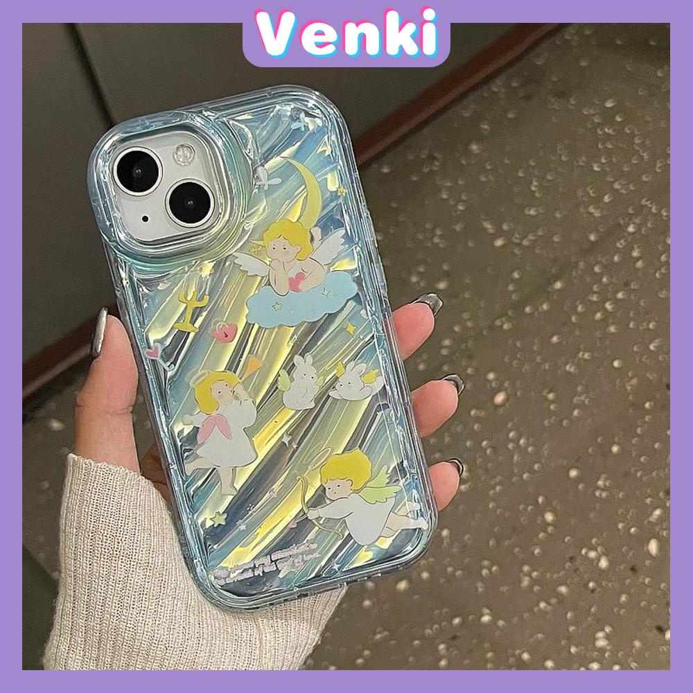 VENKI - Untuk iPhone 11 iPhone Case Laser Reflektif Bening Phone Case TPU Lembut Shockproof Airbag Phone Case Cantik Cupid Lucu Kompatibel dengan iPhone 14 13 Pro max 12 Pro Max XR XR 7