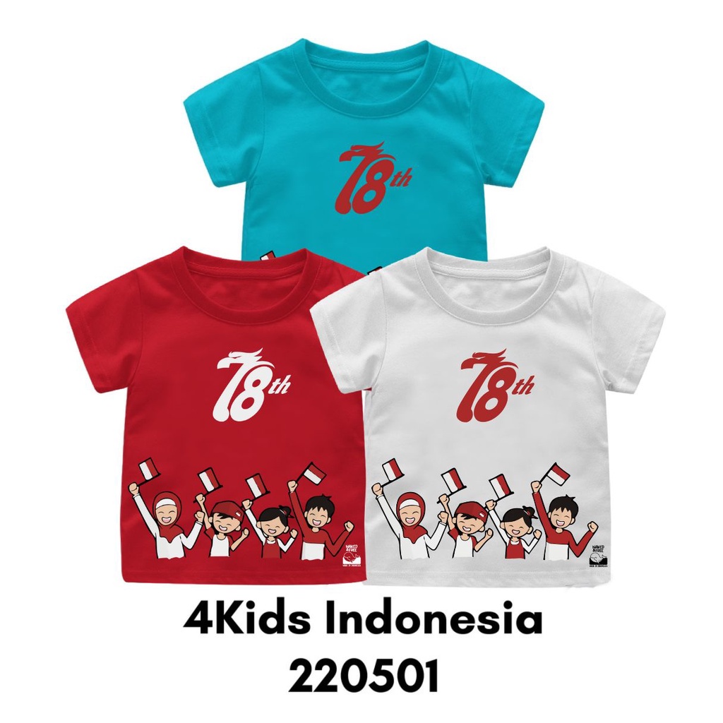 Kaos Anak Special Merah Putih Indonesia Untuk Usia 2 Sampai 8 Tahun Bahan Katun Combed 30s