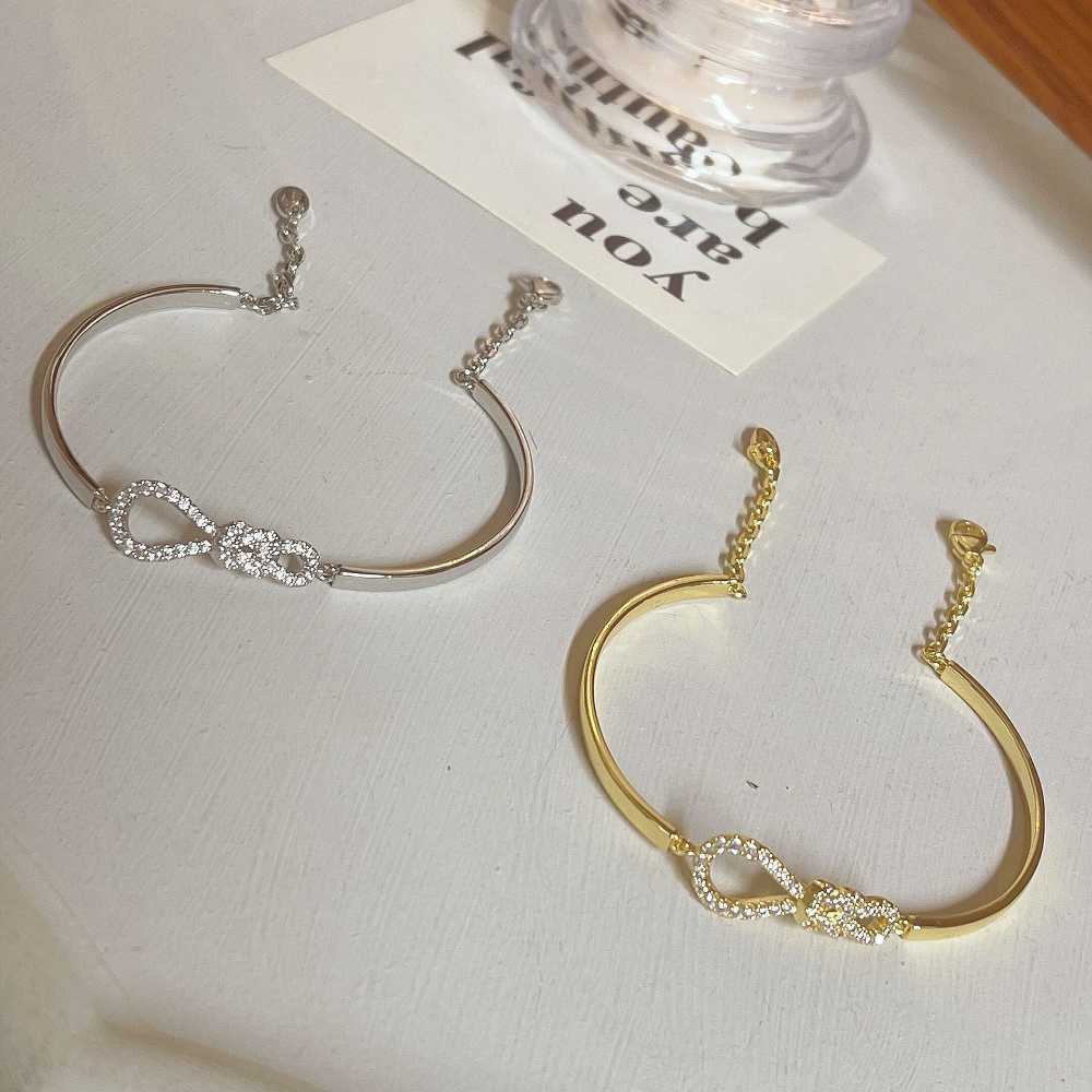 Gaya Korea Sederhana Micro-set Zirkon Diikat Gelang Wanita Cahaya Mewah Fashion Serbaguna Vintage Gelang Tangan Hiasan