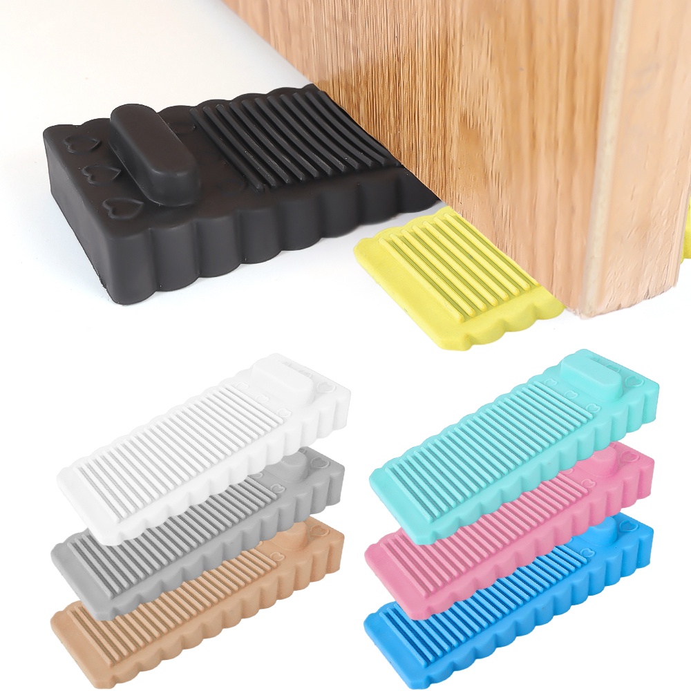 Karet Lembut Sederhana Pengganjal Pintu Multicolor Stackable Door Wedge Stop Tahan Lama Slip-Tahan Celah Pintu Plug Rumah Kantor Door Buttom Block Wall Protection Anak Safety