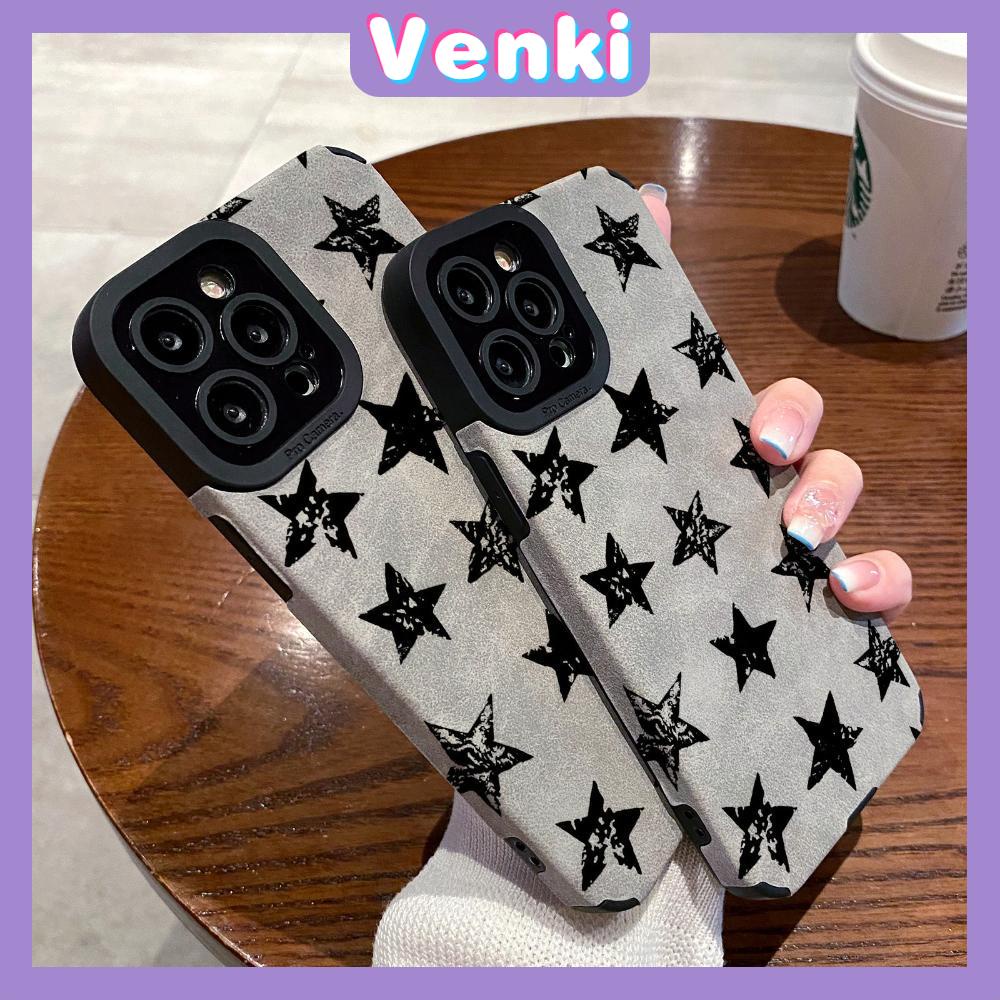 VENKI - Untuk iPhone 11 Case Kulit Kulit Pupil Mata Suede Ponsel Case Lembut Shockproof Airbag Case Pelindung Kamera Pentagram Sederhana Kompatibel iPhone 14 13 Pro max 12 xr xs 7 8