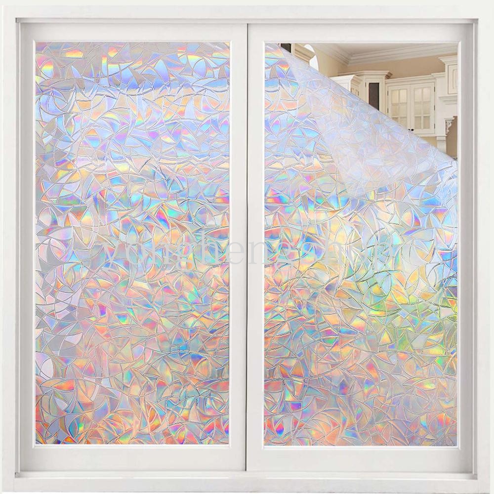 Jendela Privasi Film Jendela Statis Menempel Vinyl 3D Jendela Decals Window Frosted Stiker Rainbow Anti UV Electrostatic Glass Films Non-Perekat