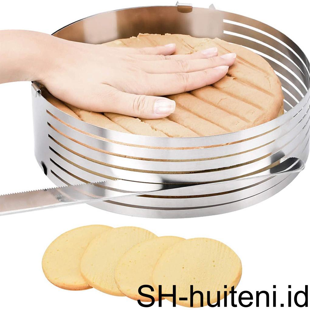 2 Pcs Adjustable Putaran Roti Kue Ditarik Circular Slicer Aksesoris Stainless Steel Mousse Ring Cetakan Bakeware