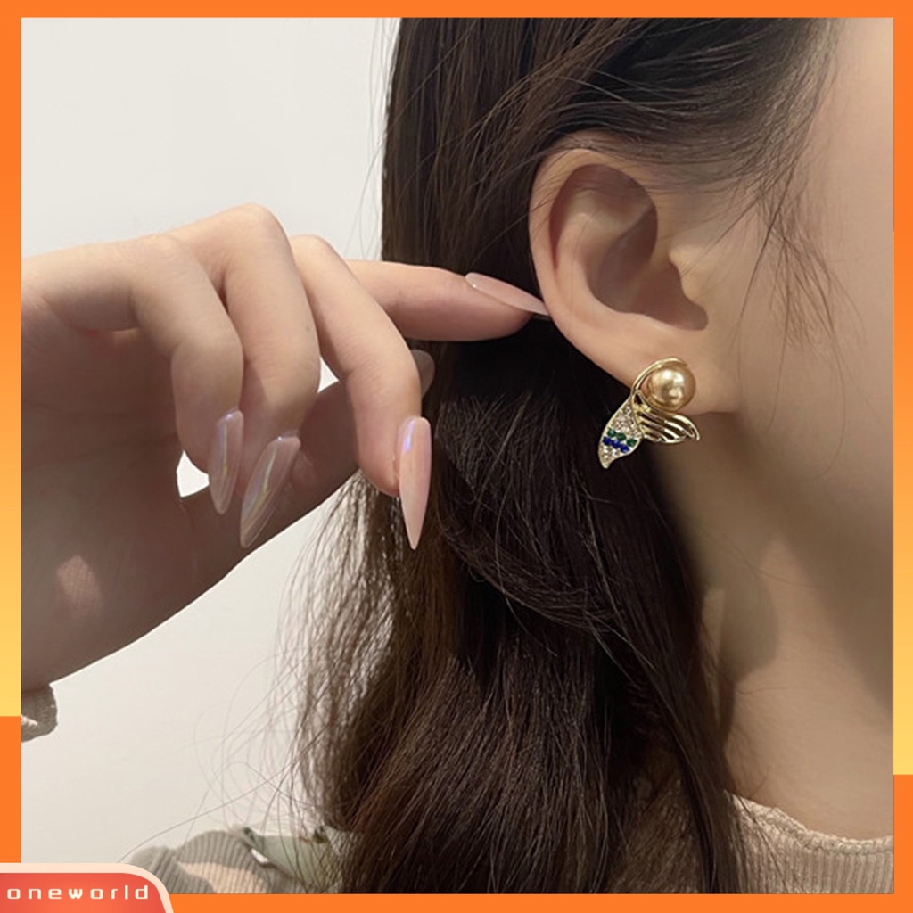 [WOD] 1pasang Ear Studs Elegan Eye-catching Halus Semua Pertandingan Dekorasi Wanita Tidak Teratur Mutiara Imitasi Berlian Imitasi Mengkilap Anting Stud Untuk Pakaian Sehari-Hari