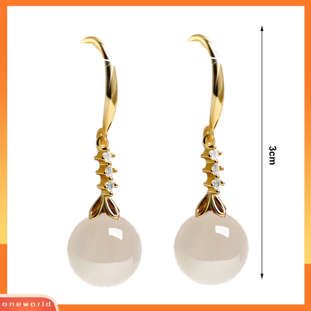 [WOD] 1pasang Anting Batu Akik Tidak Kebal Alergi Anggun Indah Pengerjaan Halus Shiny Bright Hook Earrings Untuk Perhiasan Fashion