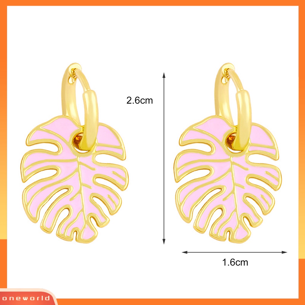 [WOD] 1pasang Anting Hoop Bentuk Daun Bohemia Perhiasan Anting Vintage Geometris Menjuntai Untuk Pacaran