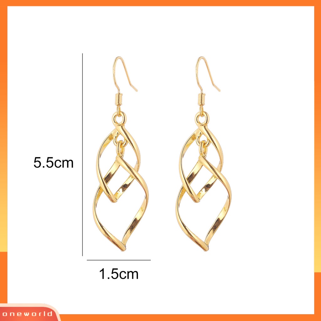 [WOD] 1pasang Anting Kait Linear Swirl Bohemian Perhiasan Halus Tahan Lama Drop Earrings Untuk Pakaian Sehari-Hari