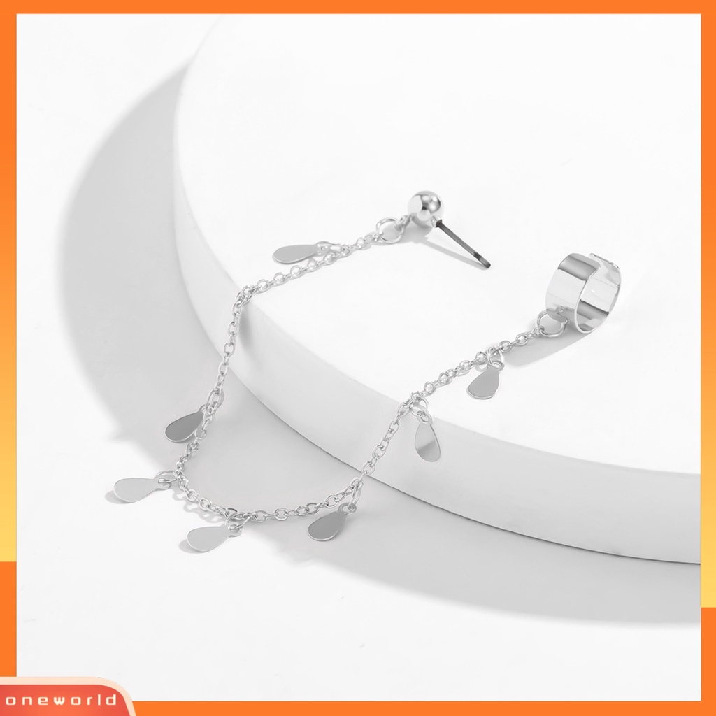 [WOD] 1pc Wanita Klip Anting Vintage Mutiara Imitasi Bulan Bintang Liontin Rumbai Hias Telinga Manset Perhiasan Perempuan