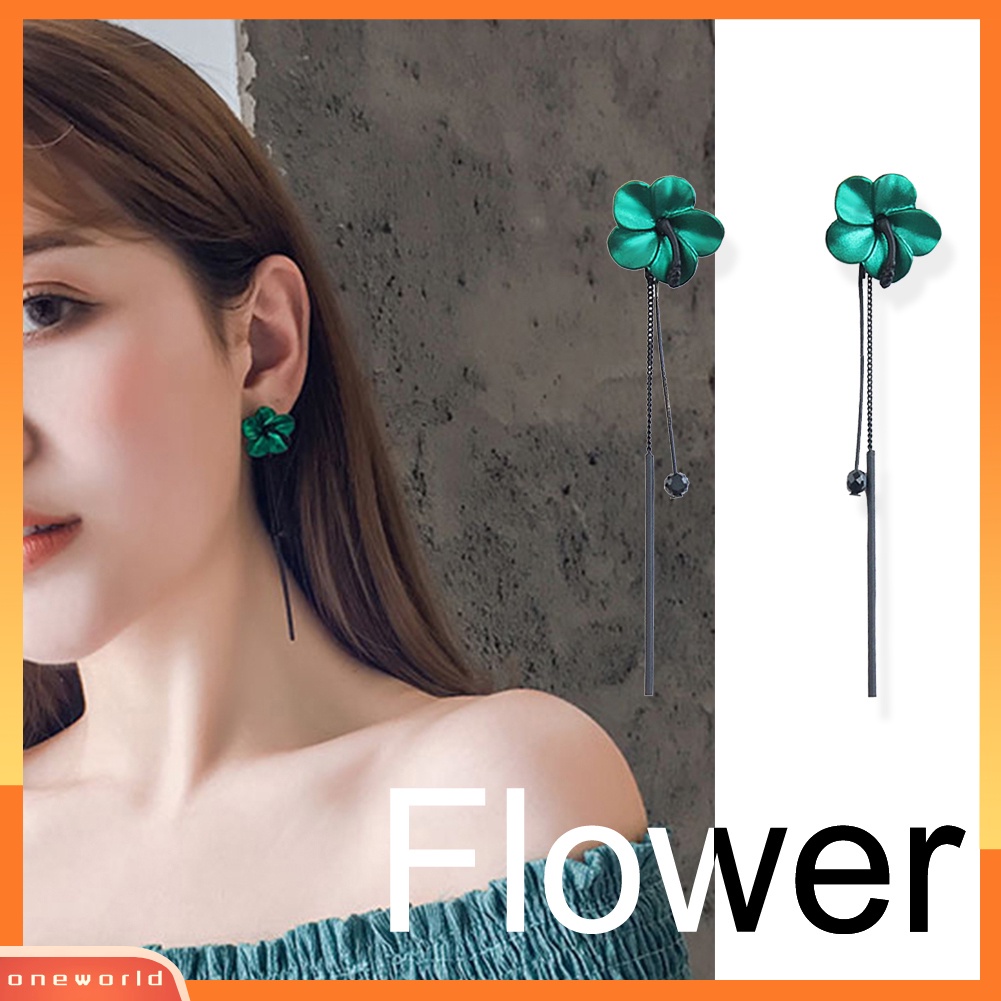 [WOD] Gaya Korea Panjang Bunga Rumbai Anting Wanita Pesta Perjamuan Cocktail Perhiasan