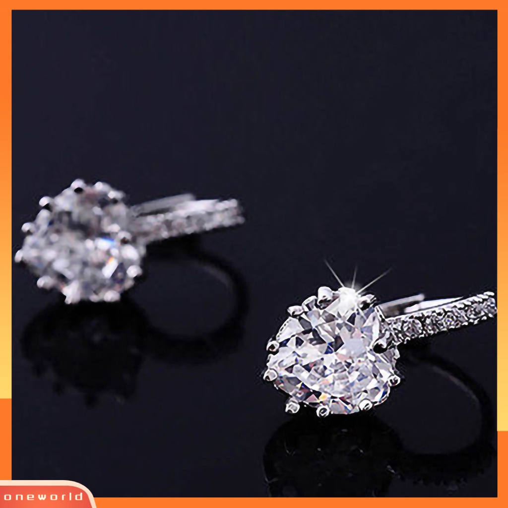 [WOD] Anting Berlian Imitasi Hias Desain Bentuk Hati Bahan Alloy Desain Bentuk Hati Leaverback Earrings Untuk Pesta