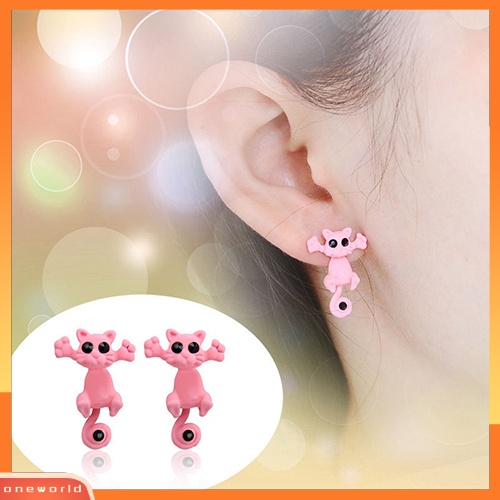 [WOD] Kreatif 3D Hewan Anting Kartun Kucing Kucing Indah Telinga Stud Earrings Perhiasan