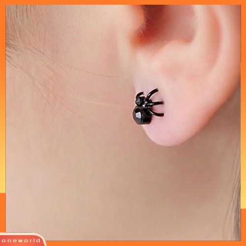 [WOD] Wanita Fashion Kreatif Lucu Punk Keren Hitam 3D Hewan Mini Spider Stud Earrings