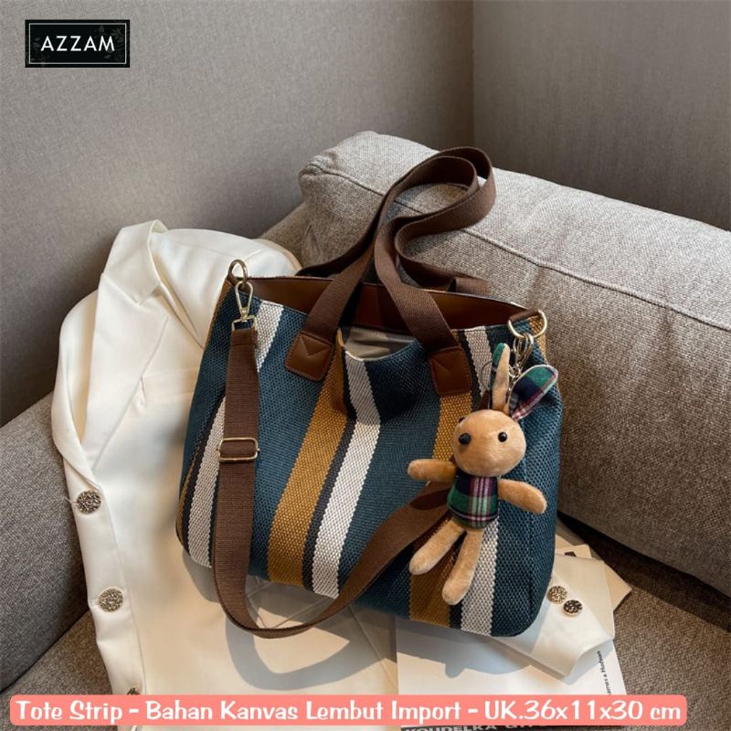TOTE BAG WANITA TOTE STRIP IMPORT BY ORI AZZAM