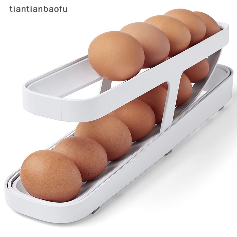 [tiantianbaofu] Tempat Rak Telur Gulung Otomatis Kulkas Dispenser Telur Wadah Telur Butik