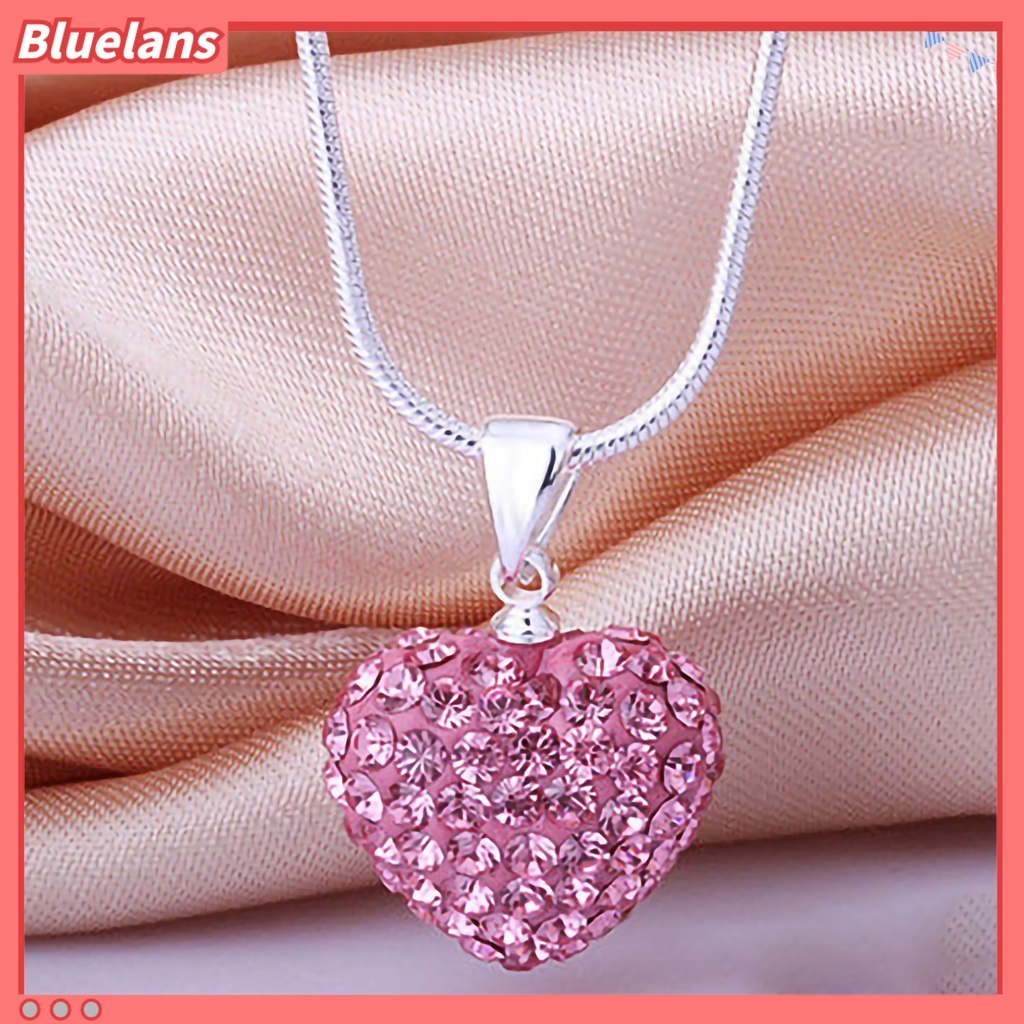 [BLS] Wanita Kalung Berlian Imitasi Hias Cinta Hati Liontin Alloy Rantai Kalung Perhiasan Untuk Pesta