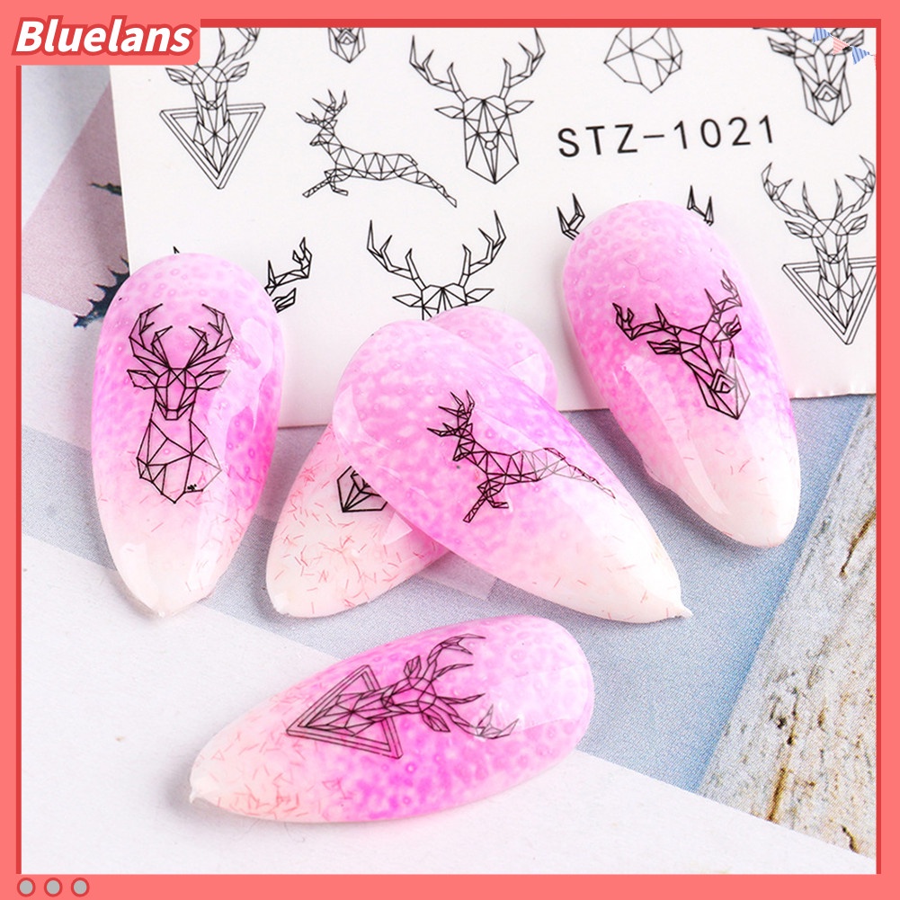 [BLM] 16lembar Gaya Garis Motif Wajah Nail Art Stiker Decals Decor Manicure Tool