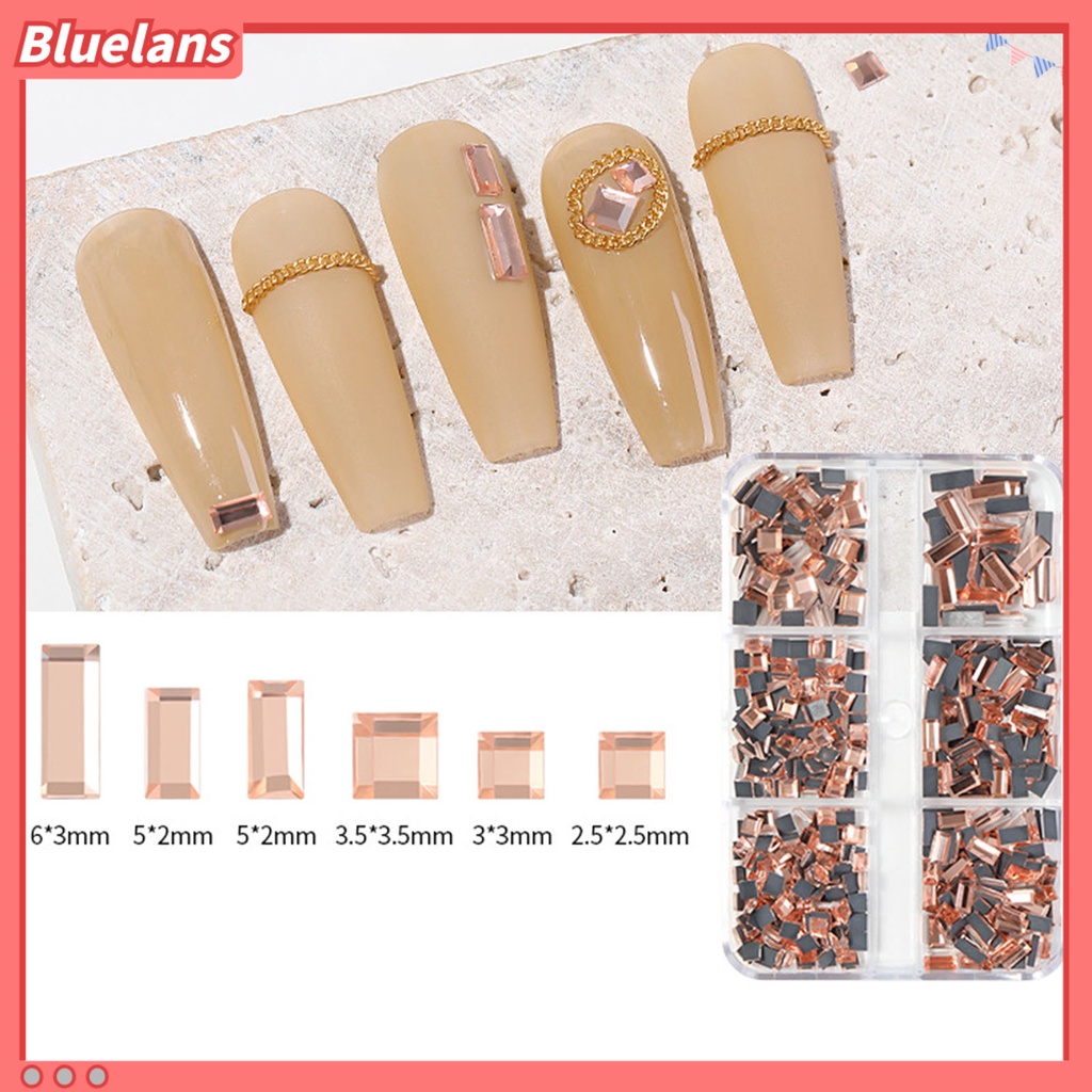 [BLM] 1kotak 6kisi Kuku Rhinestones Flat Bottom Nail Art Aksesoris 3D Kuku Manicure Dekorasi Untuk Salon Kuku