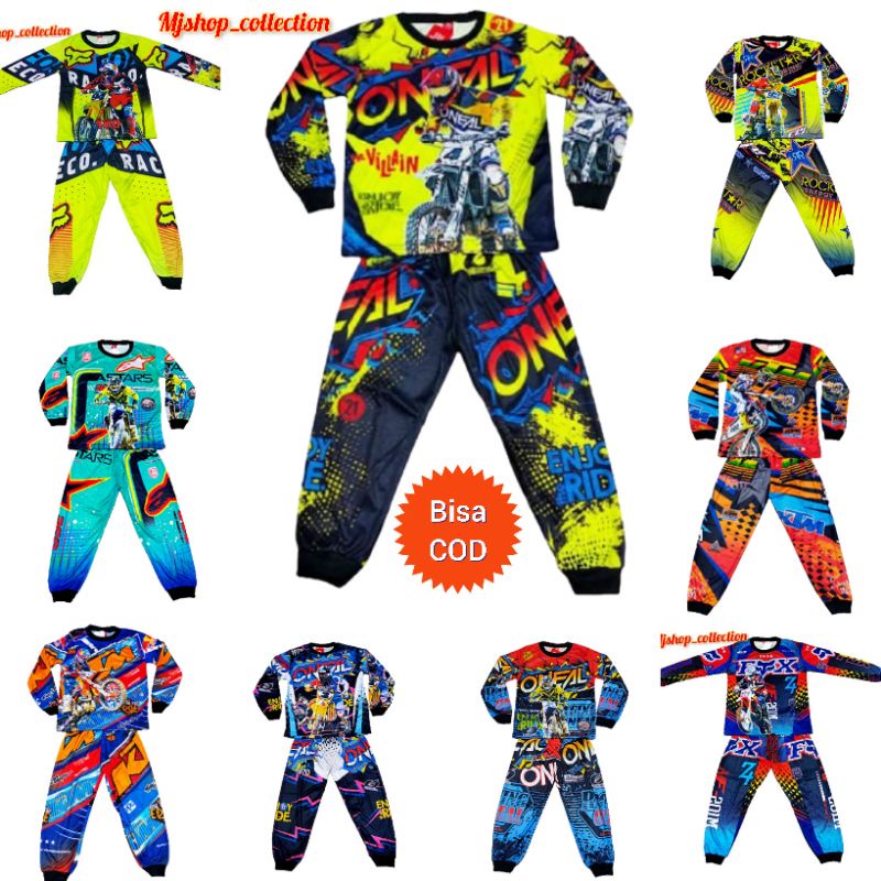 Setelan Baju Balap Anak Laki laki / Baju Motor Cross Anak 2-11 Tahun terbaru 2023