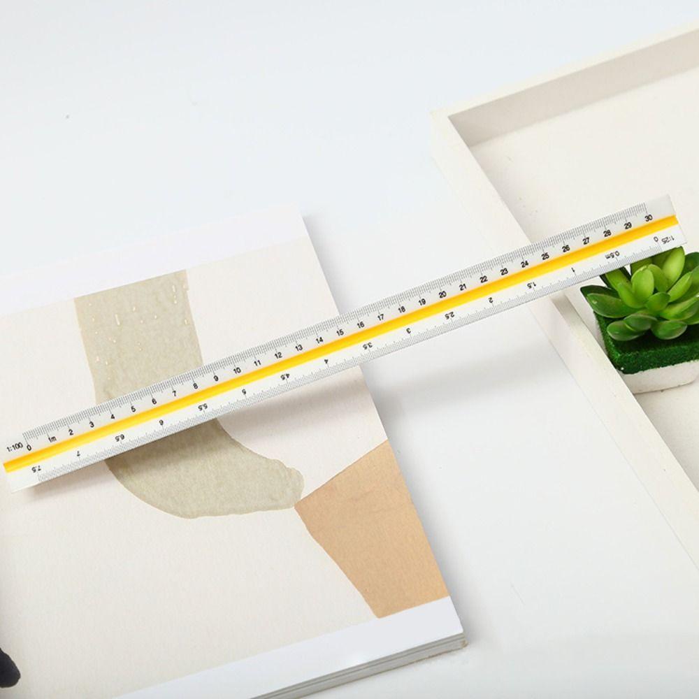 TOP 3pcs 12inch Multi-Warna Desain Penggaris Arsitek Insinyur Alat Tulis Penggaris Skala Segitiga