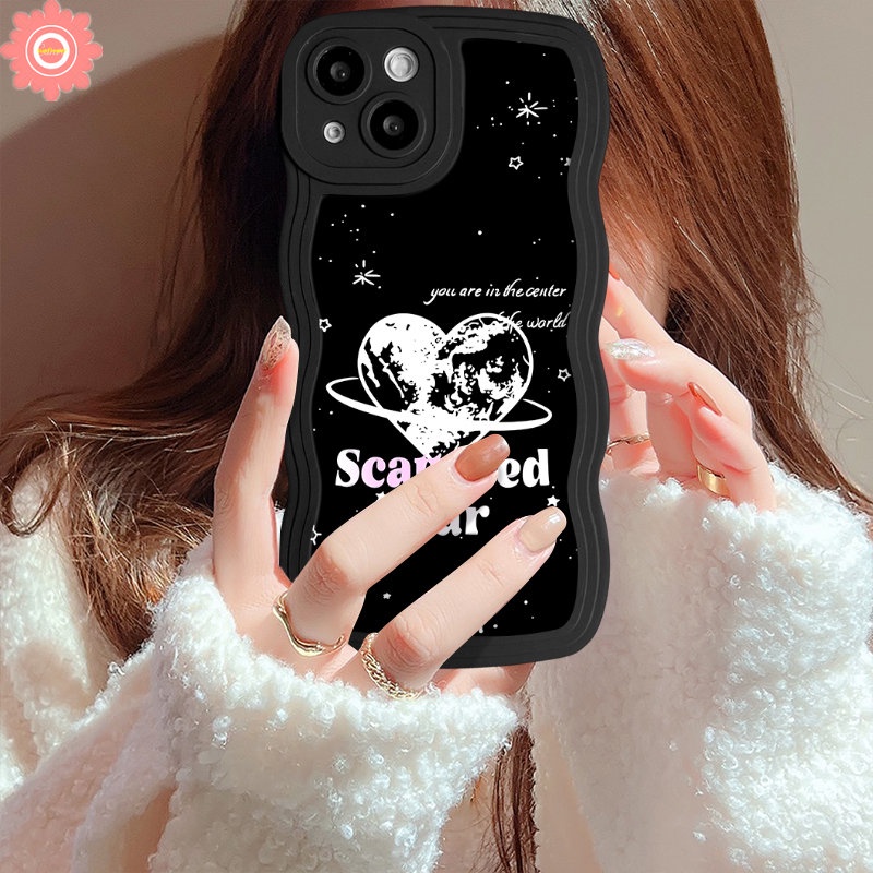 Ins Comme des Garcons Cute Graffiti Love Heart Phone Case Kompatibel Untuk IPhone 7Plus 11xr 12 13 14 Pro Max7 6s 14 8 6 Plus X XS Max SE 2020 Lembut Tpu Bergelombang Pinggiran Penutup Belakang