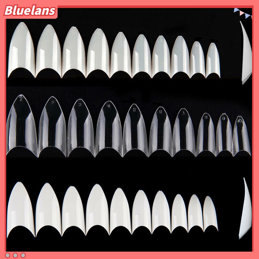 [BLM] 500pcs Tips Kuku Palsu Runcing Penutup Kuku Salon Rumah DIY Manicure Decor