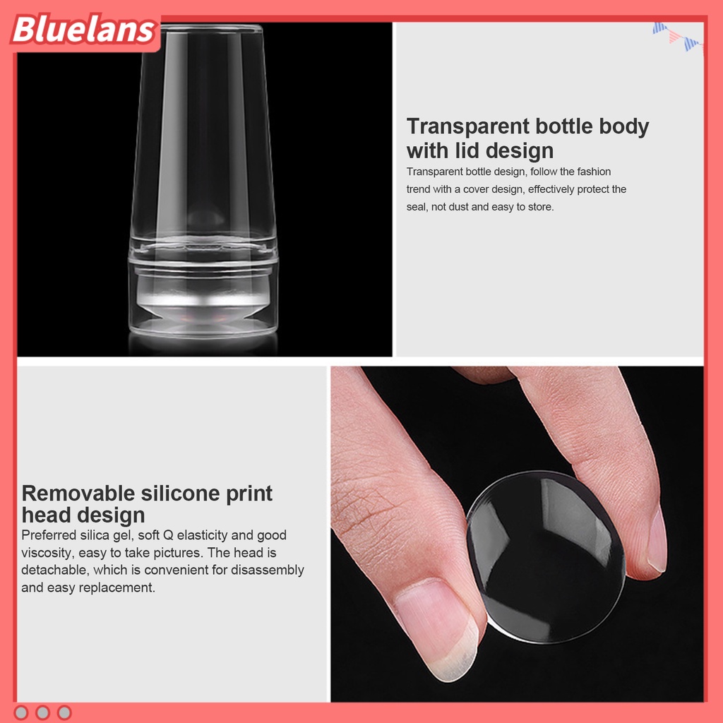 [BLM] 1set Nail Art Stamper Dengan Scraper Kuku Desain Dapat Dilepas Stamper Kuku Silikon Transparan Manicure Tools Untuk Profesional