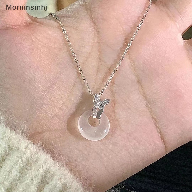 Mornin Vintage Butterfly Jade Pendant Kalung Rantai Klavikula Berongga Ringan Untuk Wanita Fashion Temperamen Aksesoris Perhiasan id