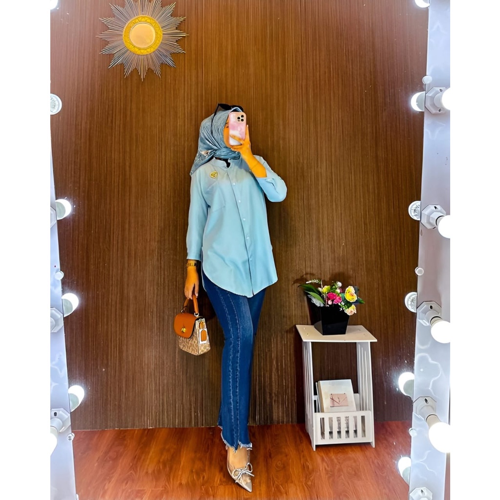 Zia Kemeja Atasan Shirt Wanita Remaja Muslim Polos Basic Premium Busui Friendly All Size Fit To XL