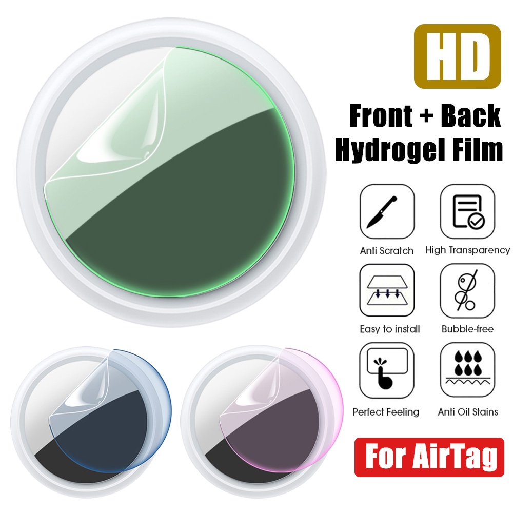 Film Hidrogel Depan Dan Belakang Kompatibel Untuk Apple AirTag Tracker HD Bening Lembut TPU Pelindung Layar Multi-Warna Cakupan Penuh Film Pelindung Anti Gores