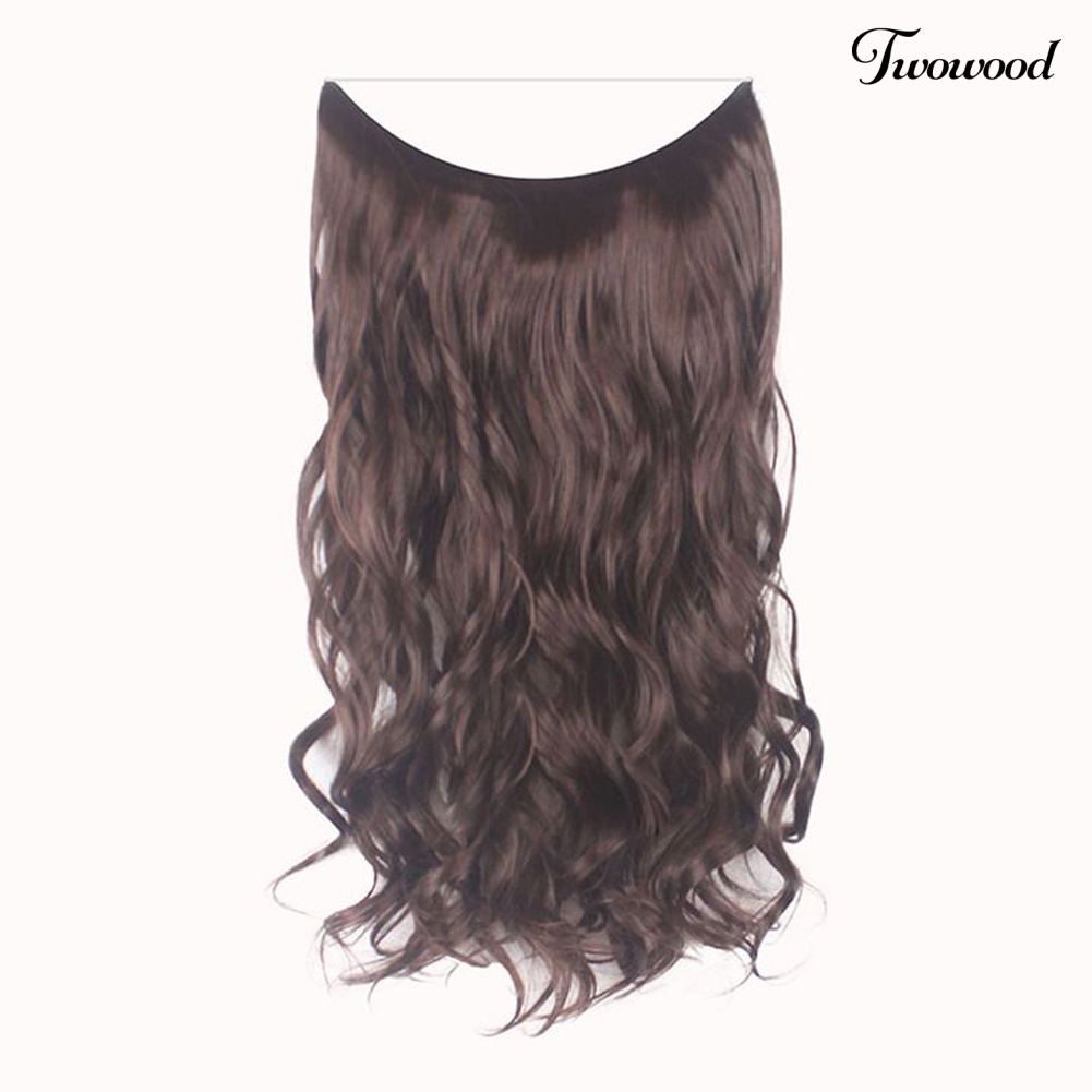 Twowood Fashion Wanita Panjang Lurus Keriting Wig Penuh Kepala Sopak Klip Rambut Ekstensi