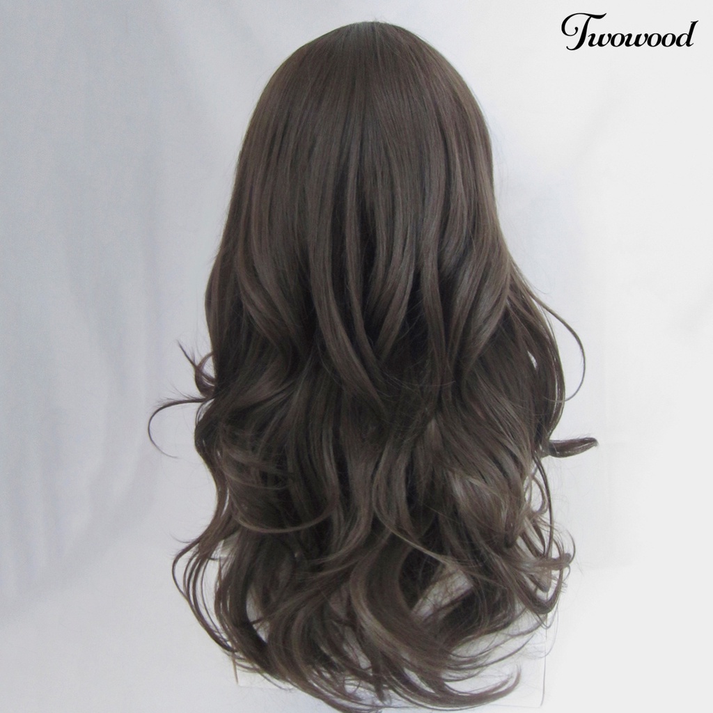 Twowood Wig Panjang Bergelombang Lace Net Halus Serat Suhu Tinggi Fashion Ombre Bernapas Wanita Wig Untuk Perempuan
