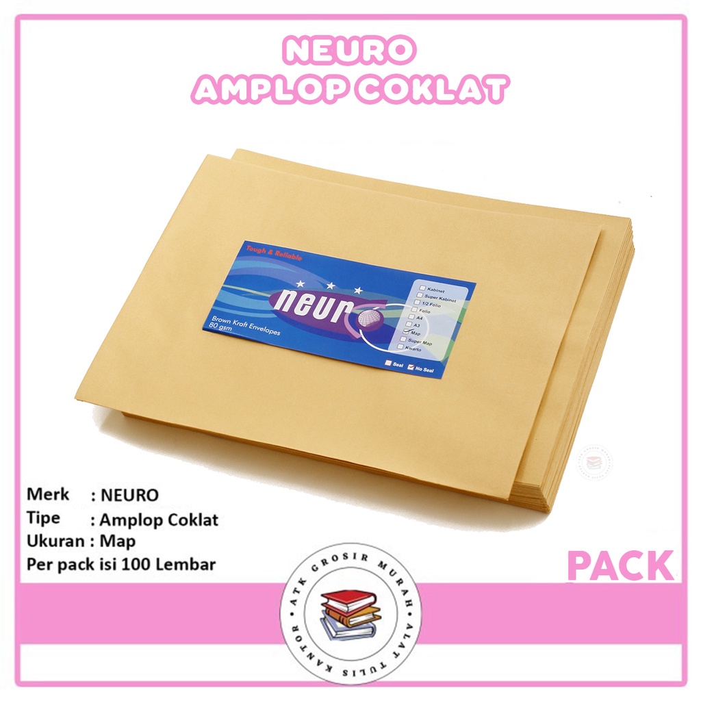 

NEURO - Amplop Coklat Polos Ukuran Map No Seal - Pack