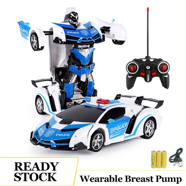 Mainan Anak Mobil Remote control Police Autobot Transform 2 in 1 Polisi Rc Car Mobil Robot Polisi Pakai Baterai Cas